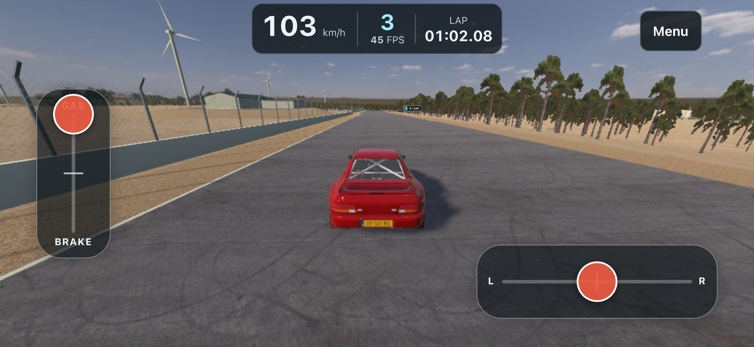 Gotland Ring racing gameplay with a red Impreza on the circuit